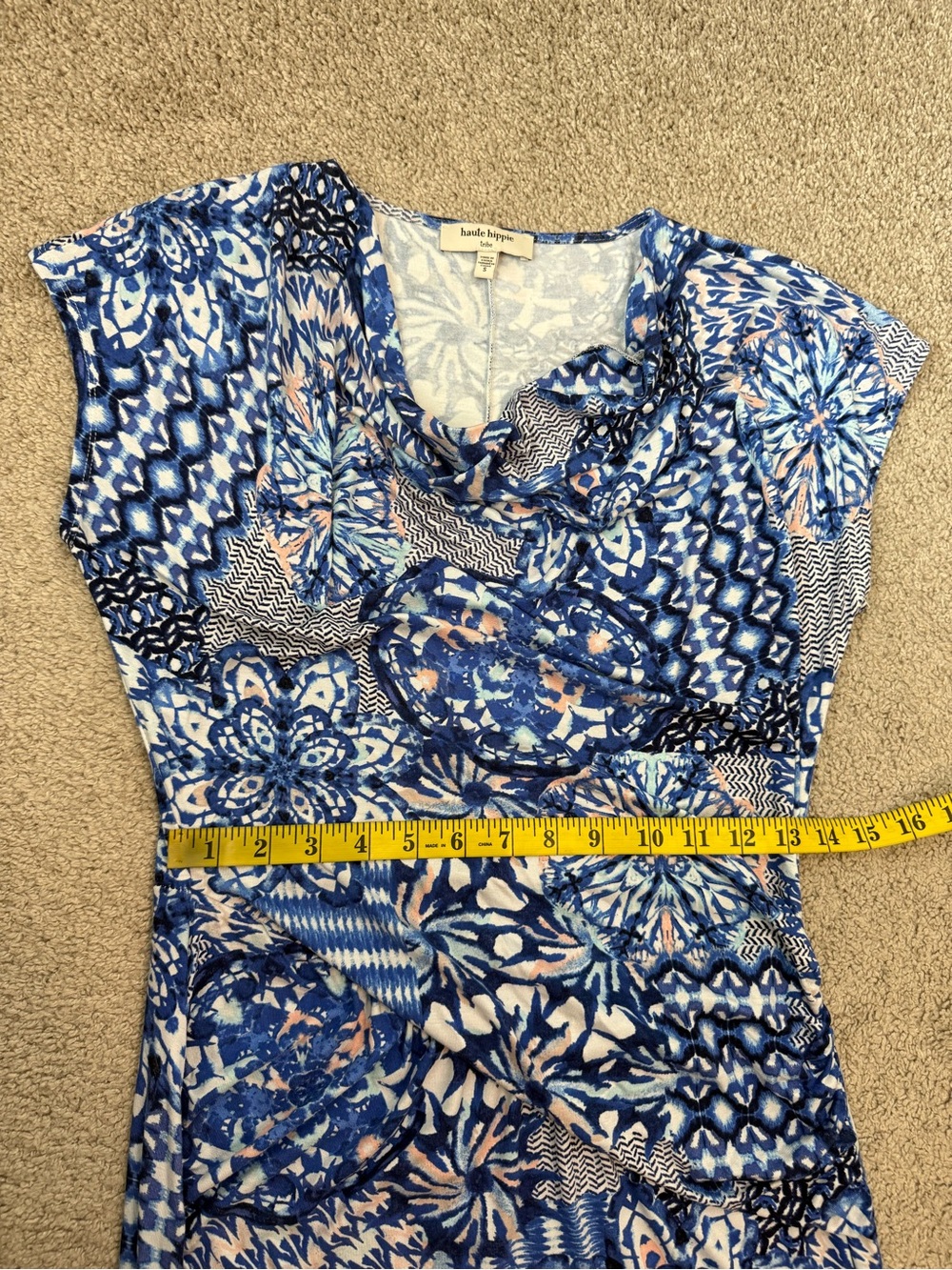 Haute Hippie Tribe Olivia Draped Jersey Dress Blue Wedgewood S - Picture 8 of 9